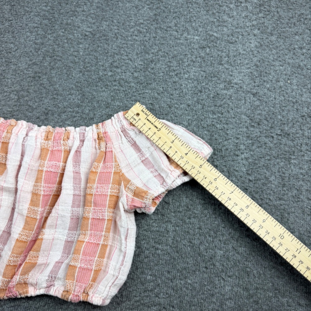 Aerie Crop Top Women's XS Pink Orange Plaid Off Shoulder Boho 6182713301 - Picture 5 of 8